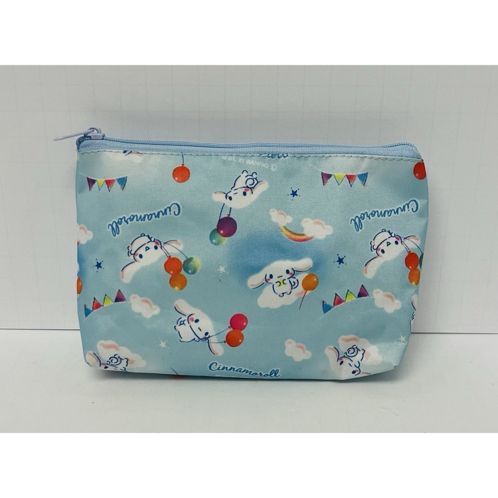 Sanrio Cinnamoroll Blue Zipper Pouch Kawaii Balloon Sky Print Makeup Bag 7x4.5in